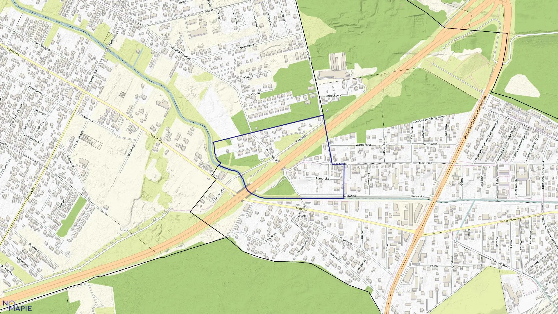 Mapa obrębu 4-80-02 w mieście Zielonka