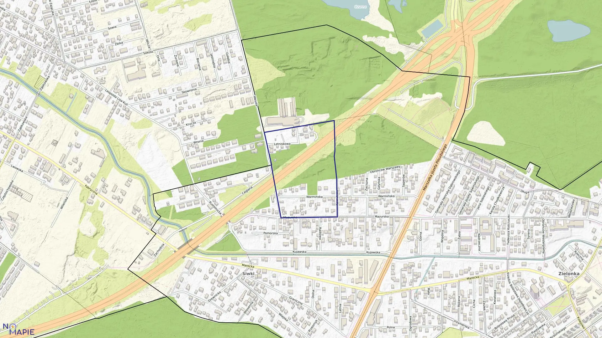 Mapa obrębu 4-80-03 w mieście Zielonka