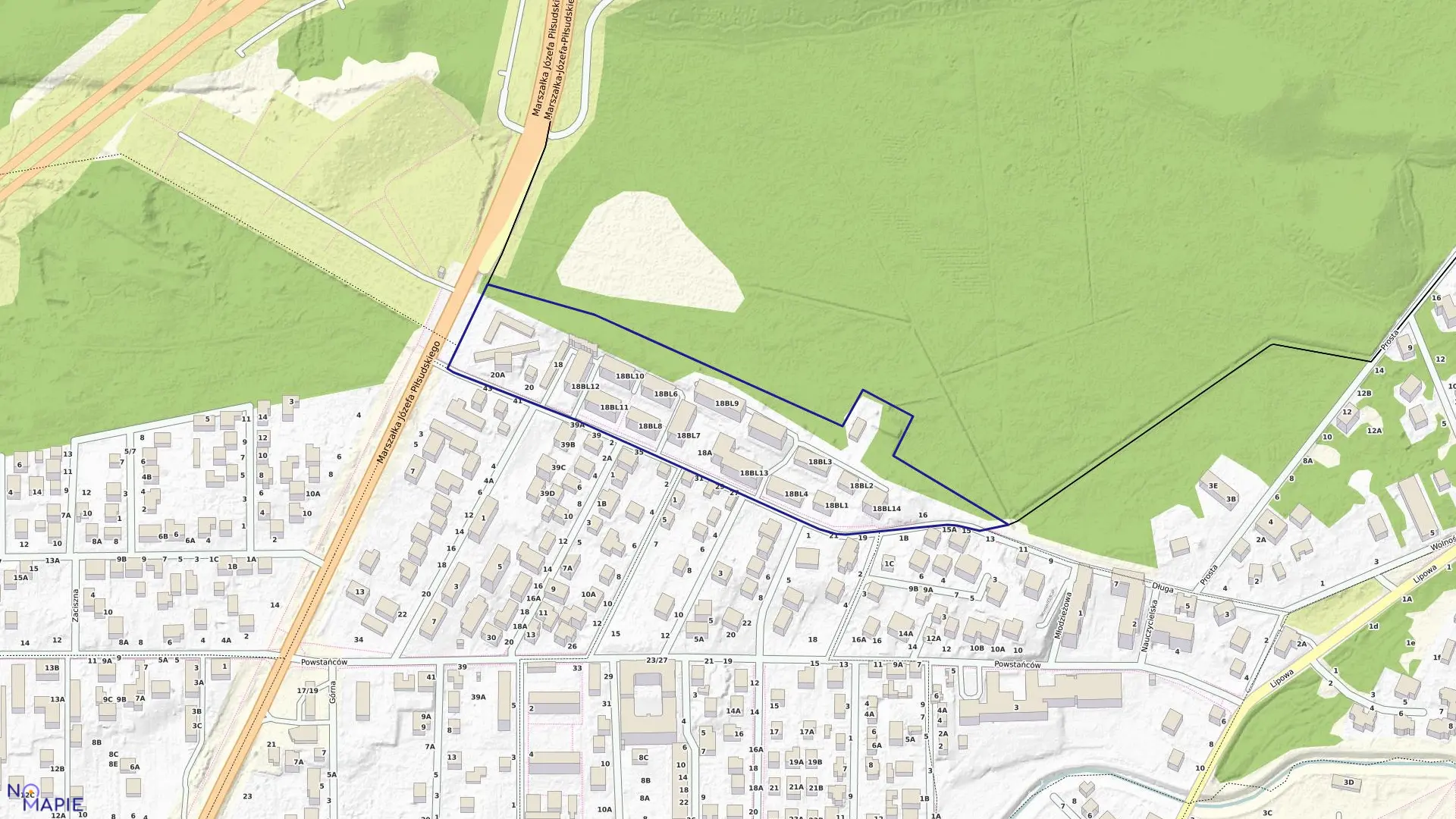 Mapa obrębu 4-80-08 w mieście Zielonka