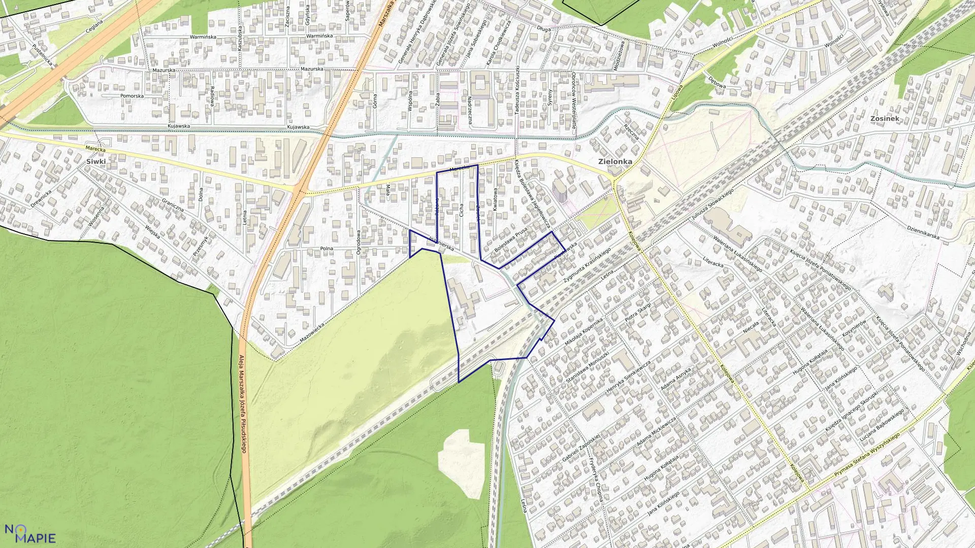 Mapa obrębu 4-90-05 w mieście Zielonka