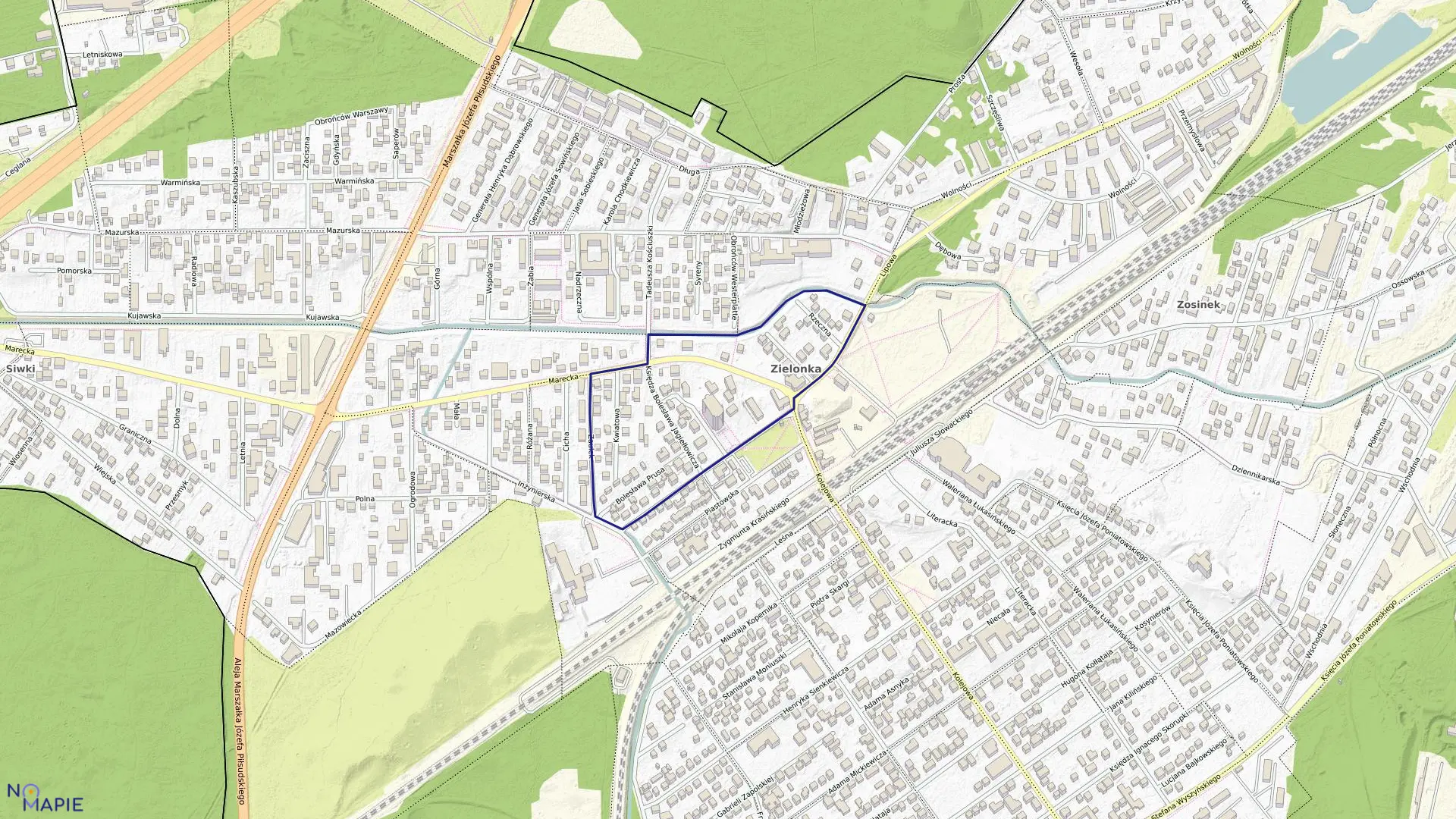 Mapa obrębu 4-90-06 w mieście Zielonka