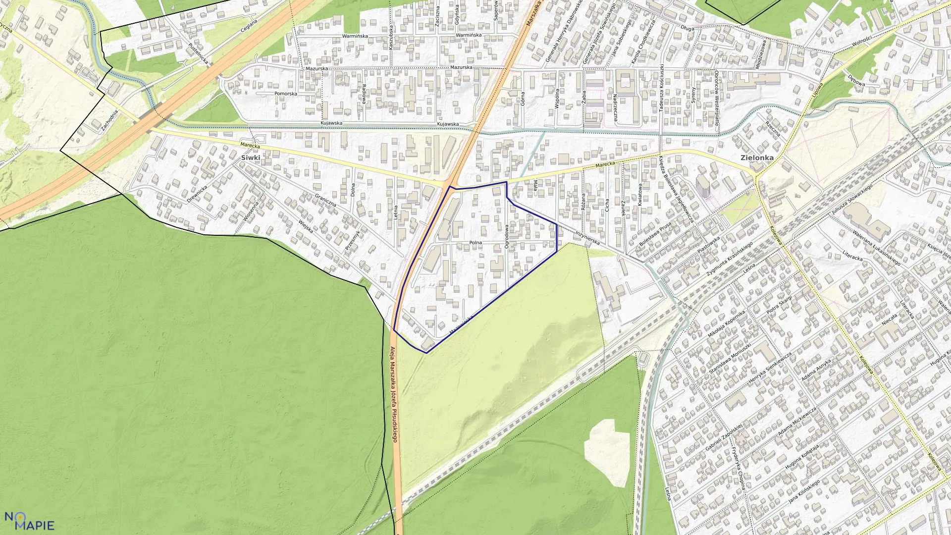 Mapa obrębu 4-90-07 w mieście Zielonka