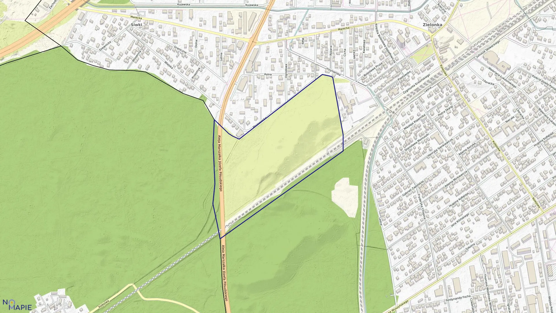 Mapa obrębu 4-90-08 w mieście Zielonka