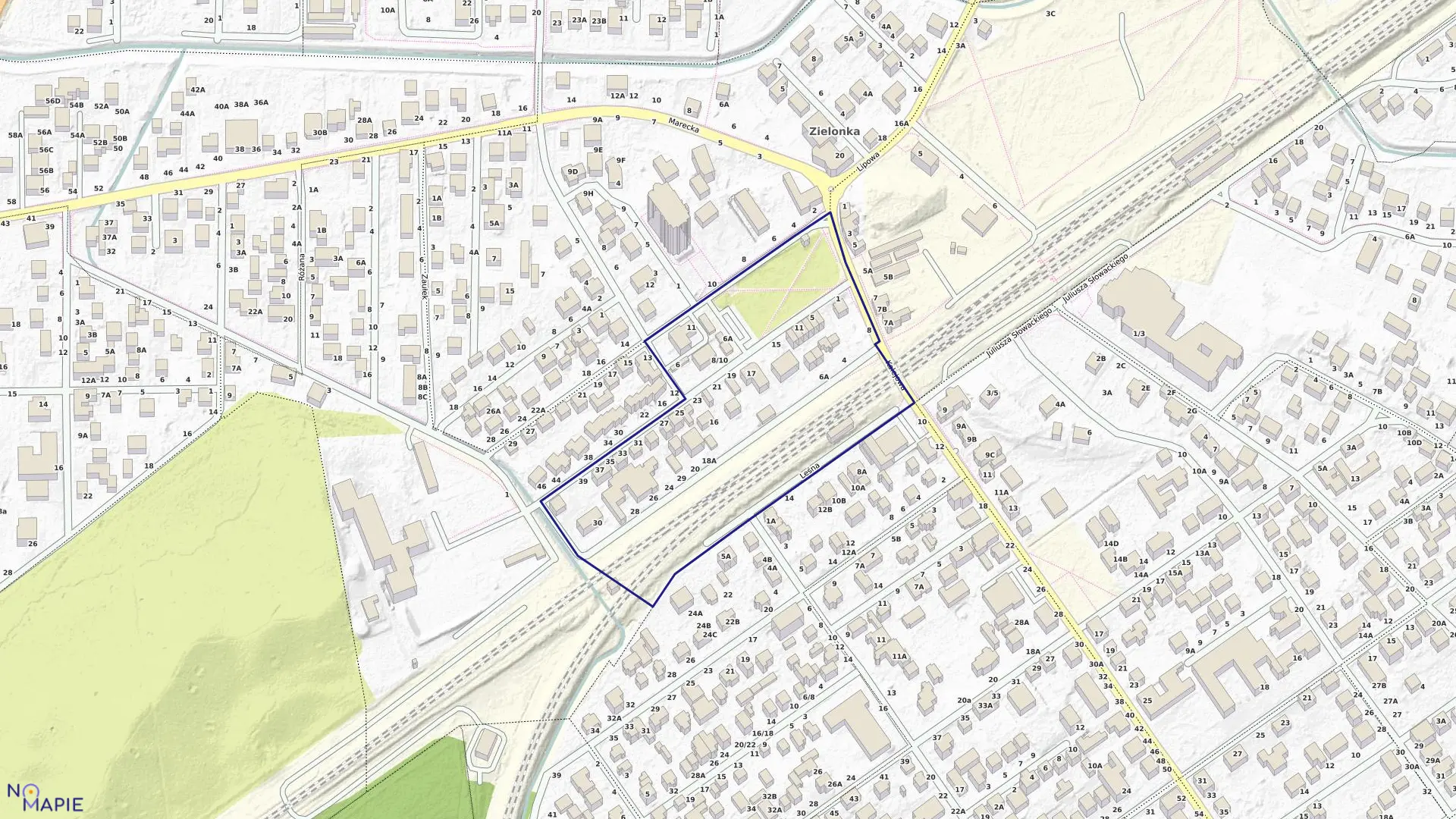 Mapa obrębu 5-00-01 w mieście Zielonka