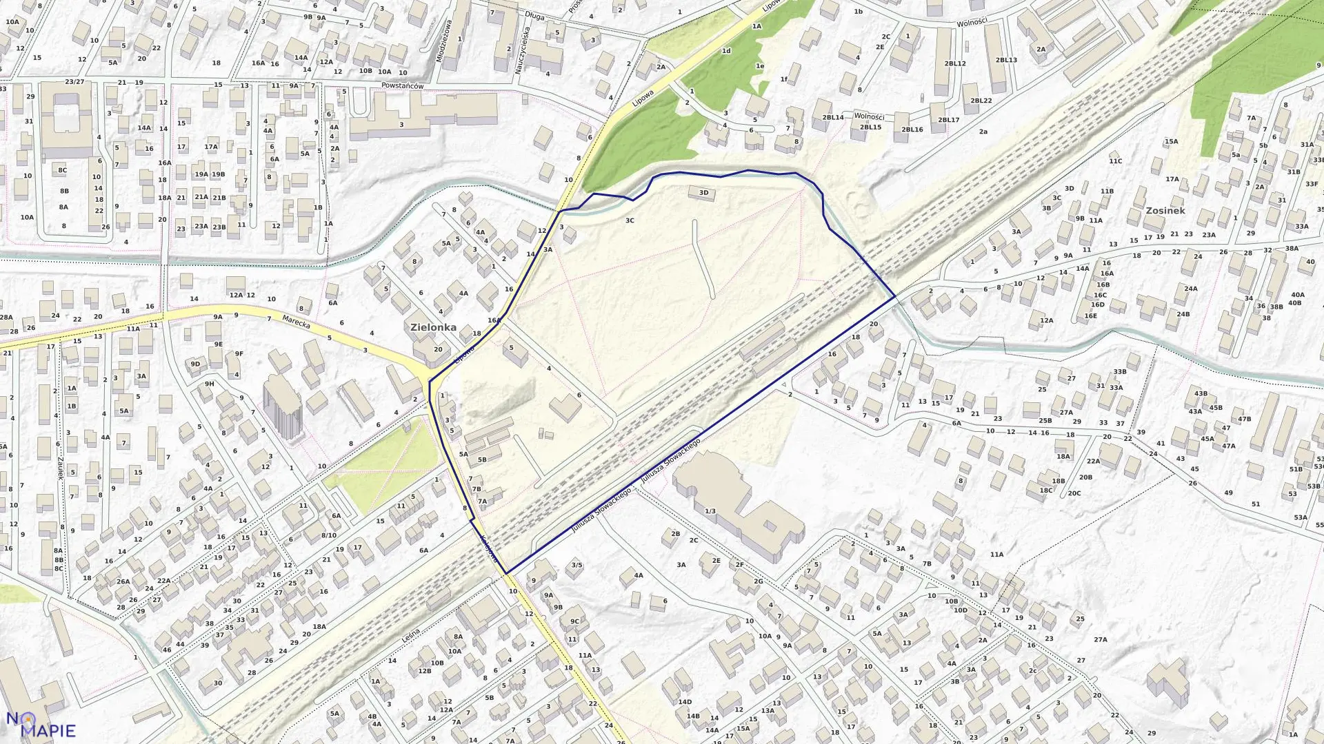 Mapa obrębu 5-00-02 w mieście Zielonka