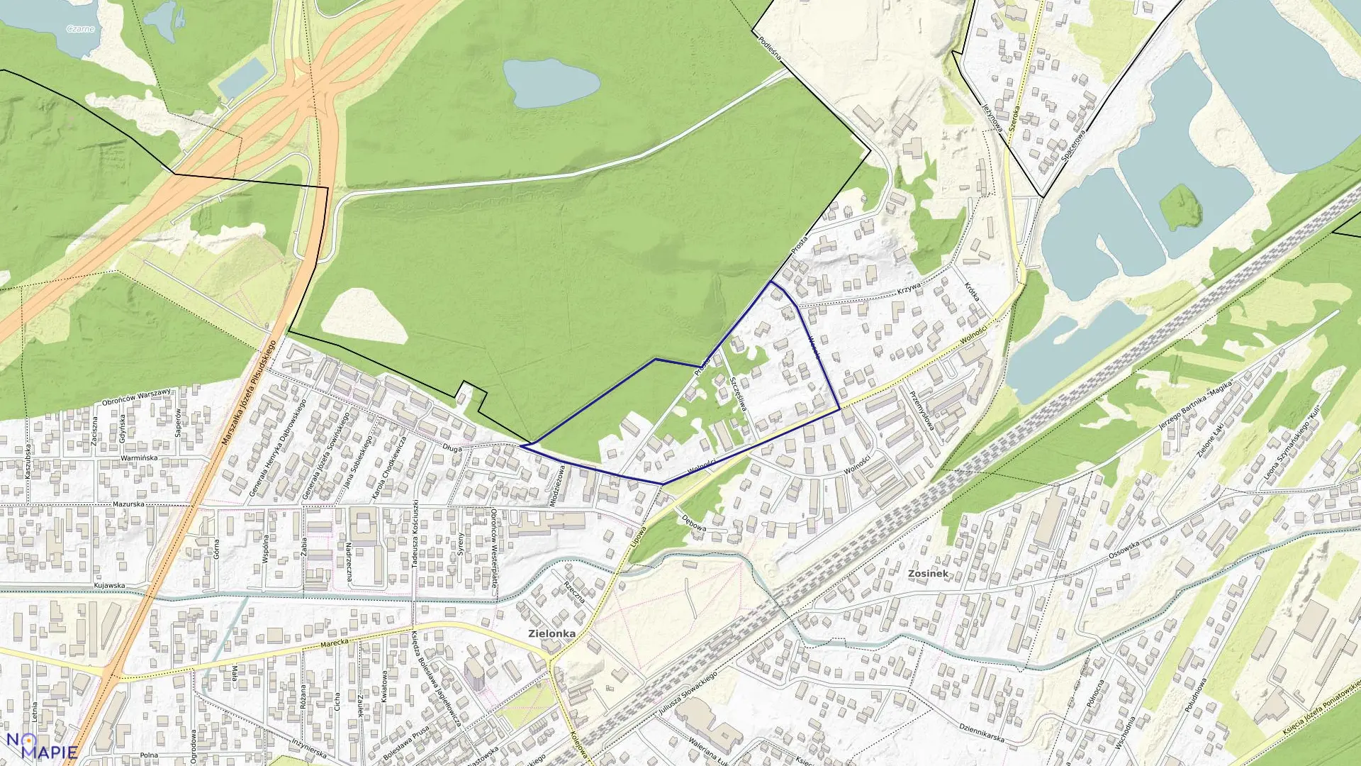 Mapa obrębu 5-10-02 w mieście Zielonka