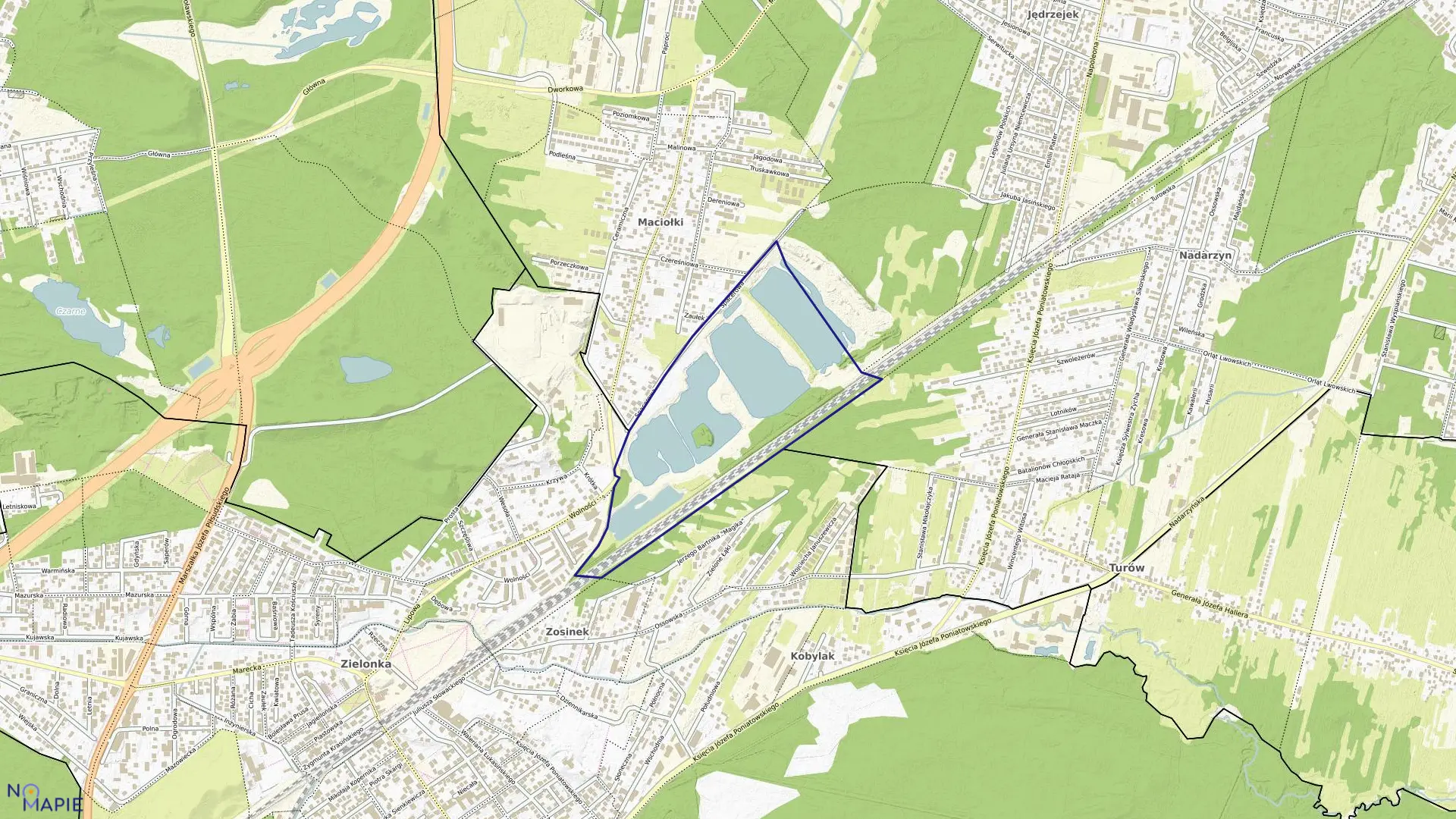 Mapa obrębu 5-10-04 w mieście Zielonka