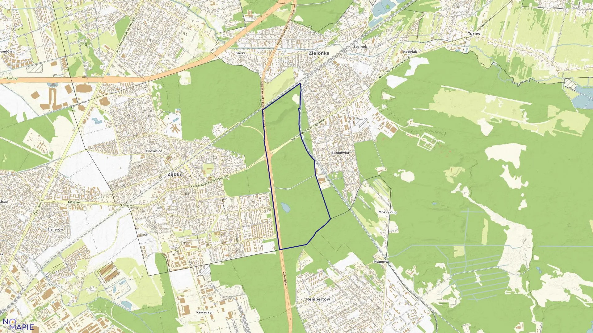 Mapa obrębu 5-20-01 w mieście Zielonka