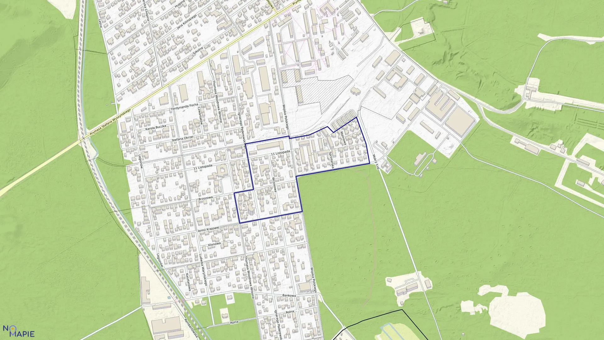 Mapa obrębu 5-20-07 w mieście Zielonka