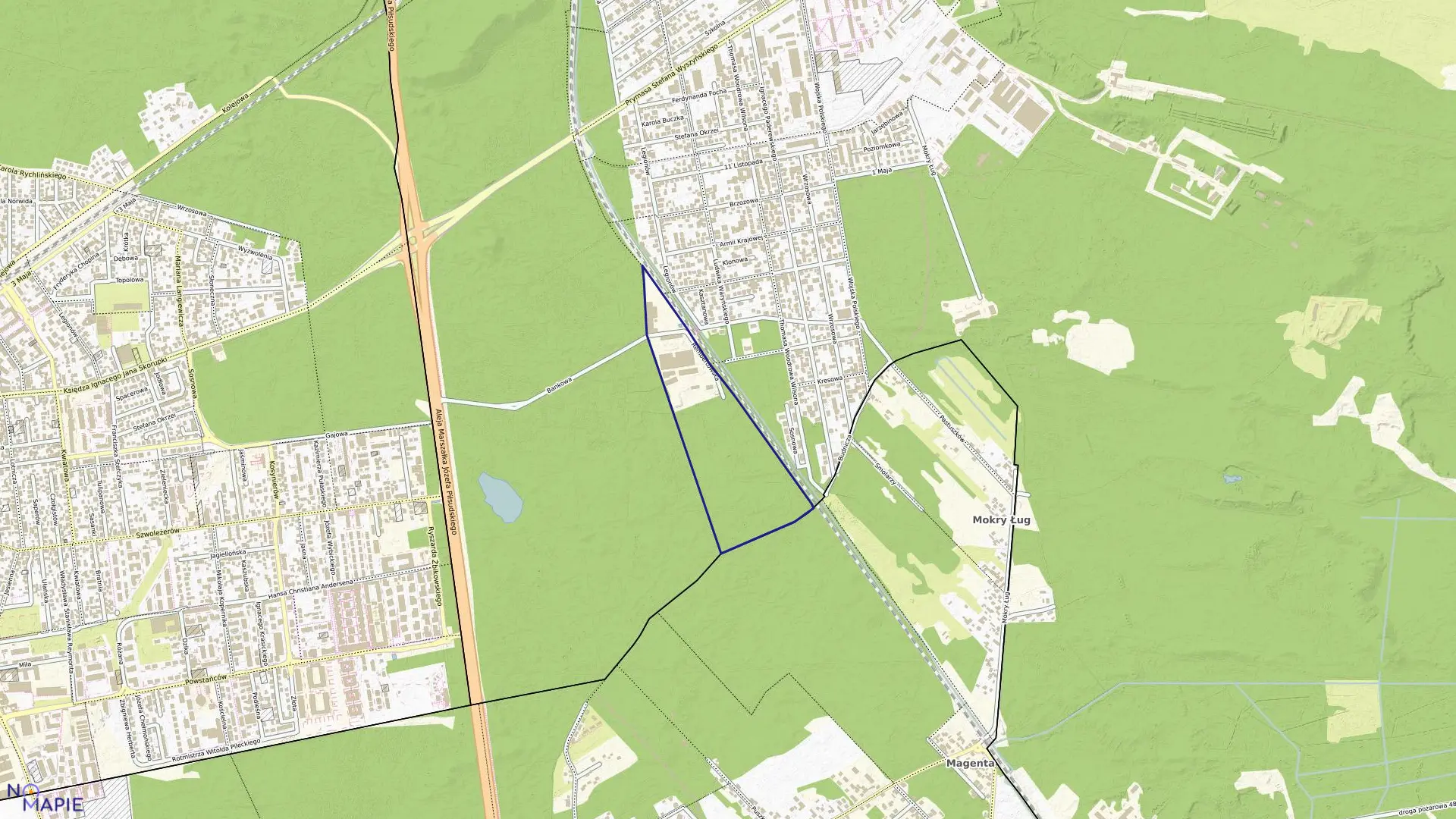 Mapa obrębu 5-20-11 w mieście Zielonka