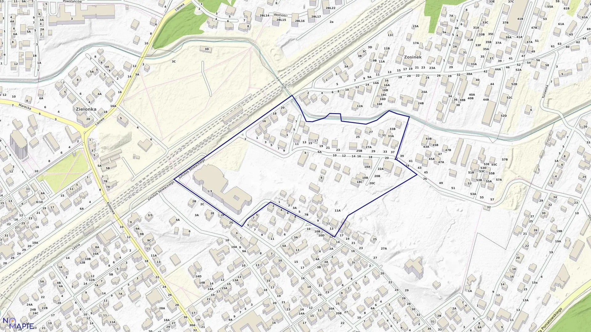 Mapa obrębu 5-40-02 w mieście Zielonka