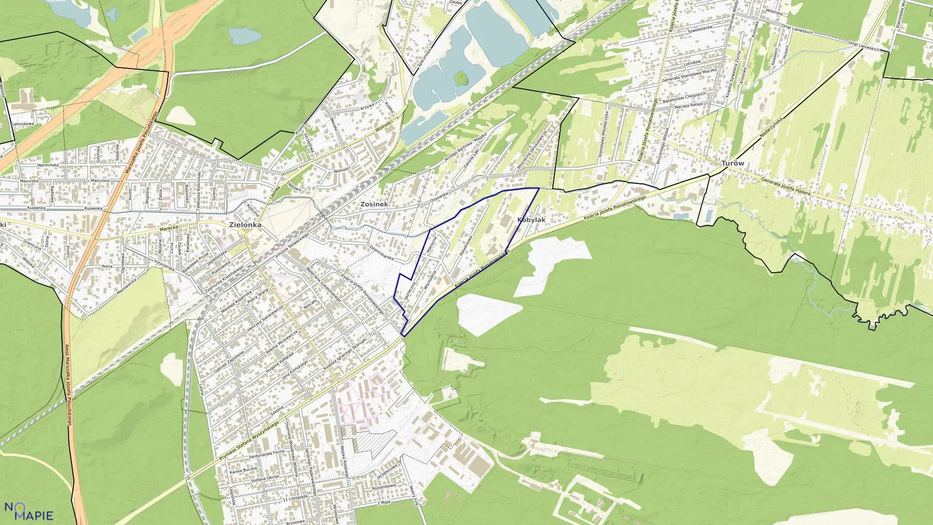 Mapa obrębu 5-40-09 w mieście Zielonka